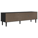 TV Cabinet SENJA Rattan Look Black 158x40x49cm Solid Wood Pine 358045