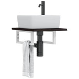 Basin Shelf Wall Mounted Steel and Solid Wood Oak 3302572
