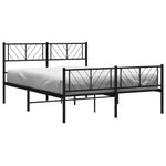 ZNTS Metal Bed Frame without Mattress with Footboard Black 150x200cm 372199