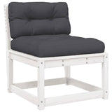 4 Piece Garden Lounge Set with Cushions White Solid Wood Pine 3216911