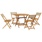 5 Piece Garden Dining Set Beige Polypropylene and Solid Wood 3281771