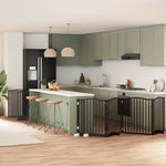 Dog Gate with Door Foldable 12 Panels Black 960 cm Poplar Wood 3155632