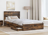 Bed Frame with Drawer Smoked Oak 75 x 190 cm Engineer Wood 3411542