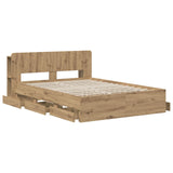 Bed Frame with Storage and Headboard Artisan Oak 150 x 200 cm 3445808