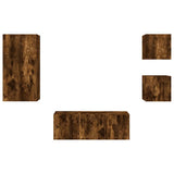 5 Piece TV Wall Units with LED Smoked Oak Engineered Wood 3216829