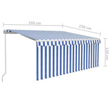 Manual Awning 3.5 x 2.5 m Blue and White Stripe 100% Polyester 3069276