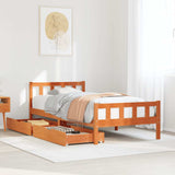 Bed Frame without Mattress Wax Brown 75x190 cm Small Single Solid Wood Pine 3301589