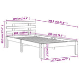 Bed Frame without Mattress Wax Brown 100x200 cm Solid Wood Pine 844272