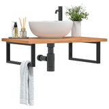 Basin Shelf Wall Mounted Steel and Solid Wood Beech 3302449