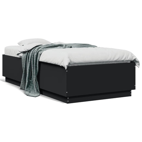 ZNTS Bed Frame with LED Lights Black 90x190 cm Single Engineered Wood 3209661