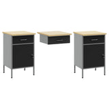Work Cabinet 7 pcs Black and Grey Engineered Wood and Steel 3321454