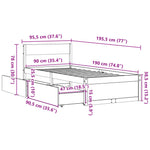 ZNTS Bed Frame without Mattress 90x190 cm Single Solid Wood Pine 846804