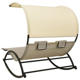 Sun Lounger Taupe and Cream Textilene, Steel Large 310549