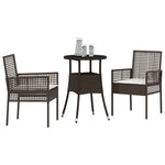 Garden Dining Set 3 pcs Brown Poly rattan 3334943