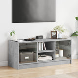 TV Cabinet with Glass Doors Concrete Grey 102x37x42 cm 836374