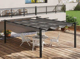 4 x 3 Aluminium Pergola with Retractable Roof, Garden Gazebo Canopy Shelter for Outdoor, Patio, T3398P318571