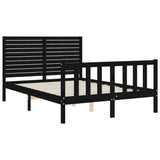 Bed Frame without Mattress Black Double Solid Wood Pine 3193185