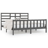 Bed Frame without Mattress Grey 200x200 cm Solid Wood Pine 3107635