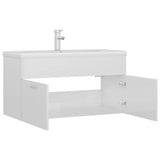 Sink Cabinet with Built-in Basin High Gloss White Engineered Wood 3071294