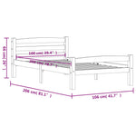 ZNTS Bed Frame without Mattress Solid Pinewood 100x200 cm 322062