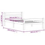 ZNTS Bed Frame without Mattress Solid Pinewood 100x200 cm 322062