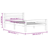 Bed Frame without Mattress White Solid Pinewood 100x200 cm 322069
