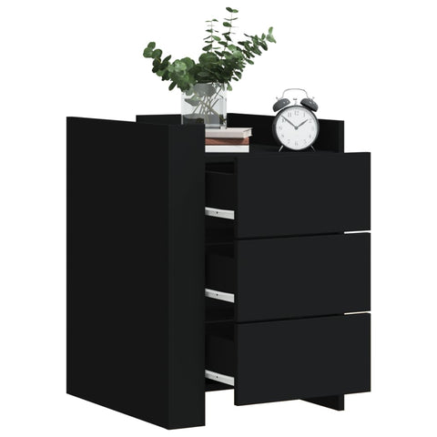 ZNTS Bedside Cabinet Black 45x50x65 cm Engineered Wood 848305