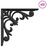 Wall Shelf Brackets 12 pcs Black 14.5 x 14.5 x 3 cm Steel 42038836