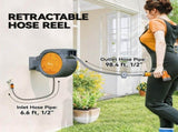 Retractable Hose Reel Wall Mounted, 302m Garden Hose Pipe Reel with Lock, Auto Rewind, 7 in 1 Spray T3398P551675