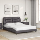Bed Frame with LED without Mattress "Hvar" Grey 140x190 cm 3213930