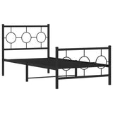 Metal Bed Frame without Mattress with Footboard Black 90x200cm 376237