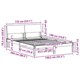 Bed frame Brown and taupe 135 x 190 cm Solid pine wood 878552
