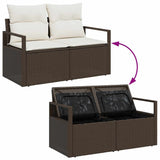 Garden Sofa with Cushion Brown 120 x 62 x 69cm Poly Rattan 42006763