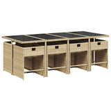Garden Dining Set Mix Beige PE Rattan 9 Piece Foldable 3211104