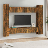 10 Piece TV Cabinet Set Smoked Oak Engineered Wood 3120218