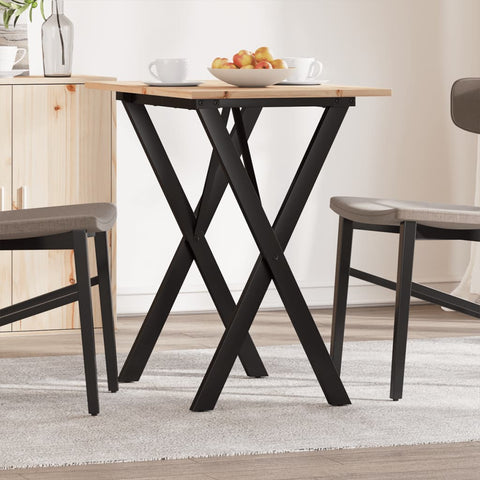 ZNTS Dining Table X-Frame 80x50x75 cm Solid Wood Pine and Steel 3282694