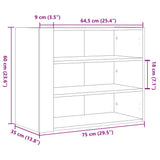 Wall Cabinet Brown Oak 75x35x60 cm Engineered Wood 848422