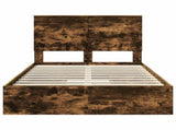Storage Bed with Drawer Smoked Oak 135 x 190 cm Engineered Wood 3409563
