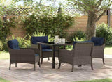 Garden Dining Set with Cushion 5 pcs Grey Poly Rattan 3380191