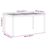 Dining Table 150x90x75 cm Solid Acacia Wood and Stainless Steel 42006187