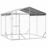 Outdoor Dog Kennel with Roof Silver 3x3x2,5 m Galvanised Steel 3190486
