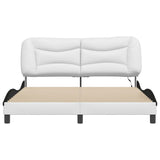 Bed Frame with LED without Mattress "Hvar" White and Black 160x200 cm 3213947