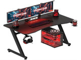 Gaming Desk 120 x 65 cm Steel Frame with Cup Holder, Headphone Hook, Adjustable Feet and Cable T3398P343072