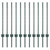 Embedded Fence Post 11 pcs Green 120 cm Powder-Coated Steel 42006263