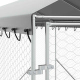 Outdoor Dog Kennel with Roof Silver 2x14x2.5 m Galvanised Steel 3190485