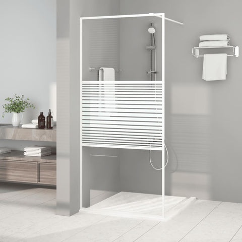 Walk-in Shower Wall White 90x195 cm Clear ESG Glass 152151