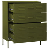 Chest of Drawers Olive Green 80x35x101.5 cm Steel 336198