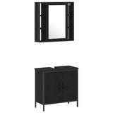Bathroom Furniture Set with Shelf 4 pcs Black Engineered wood 3334429