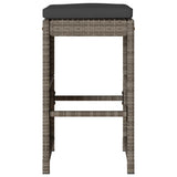 Garden Bar Stools with Cushions 6 pcs Grey Poly Rattan 368693
