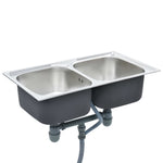 ZNTS Kitchen Sink Double Basin with Strainer & Trap Stainless Steel 145074